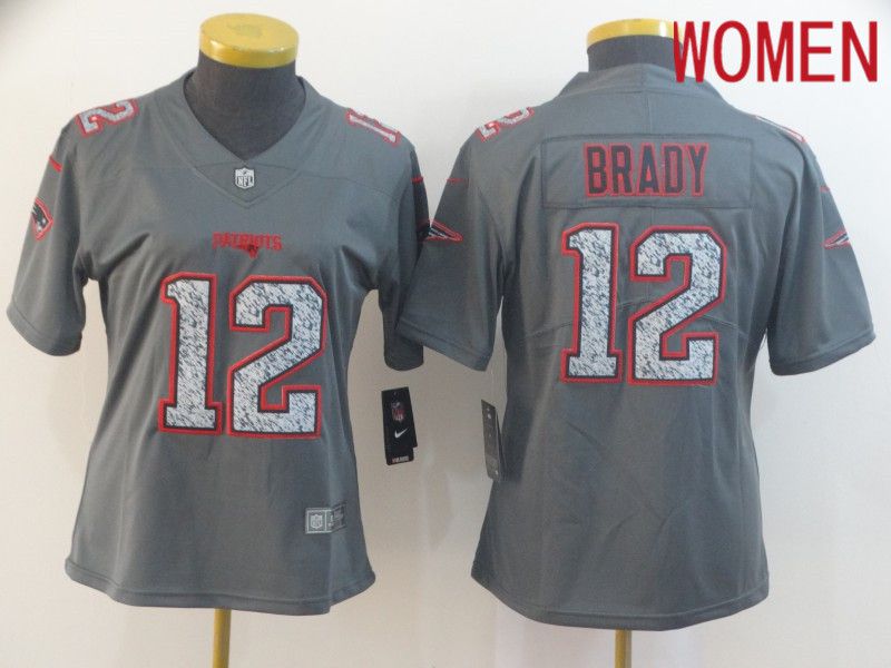 Women New England Patriots #12 Brady Nike Teams Gray Fashion Static  Limited NFL Jerseys->chicago bulls->NBA Jersey